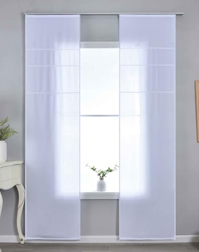 Gardinenbox 2er Set Halbtransparente Schiebegardinen mit Paneelwagen HxB 245x60 cm Weiß »Leipzig« Kettenmuster lichtdurchlässig Elegante Struktur 202450P-2