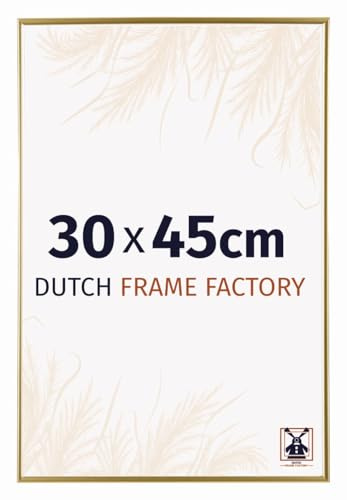 Dutch Frame Factory - Bilderrahmen 30x45 cm Gold - Kunststoff | Antireflex-Acrylglas aus Kunststoff, Wandmontage, Geeignet für Fotos, Poster und Puzzles, Easy, Made in Holland