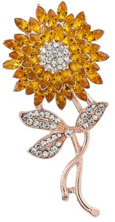 minkissy Broche Tournesol Épingle Décorative Jaune en Alliage avec Cristaux Effet Décoratif Sécurisé pour Vêtements, pour Mariage et Robe