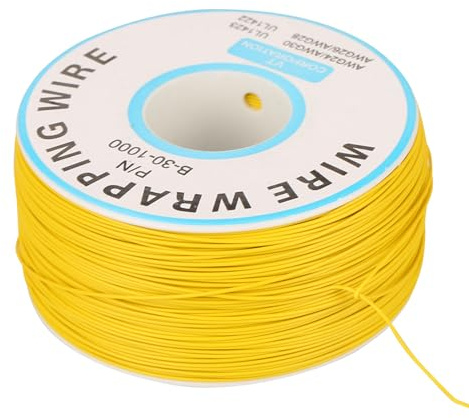Depisuta Electric Cable 30AWG Copper Wire Cable Tin Plated for Breadboard LCD Display Electronic Test Soldering (Yellow)