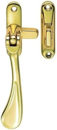 Ironmongery Solutions® Victorian Spoon End Casement Fastener – Polished Brass, Non-Handed Window Handle for Wooden & Timber Windows