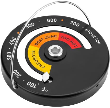 Magnetic Stove Thermometer for Wood Stove Top, Gas & Pellet Stoves –Precise Temperature Gauge for Flue Pipe, Overheat Protection, Easy-Read Dial (100‑700°F)