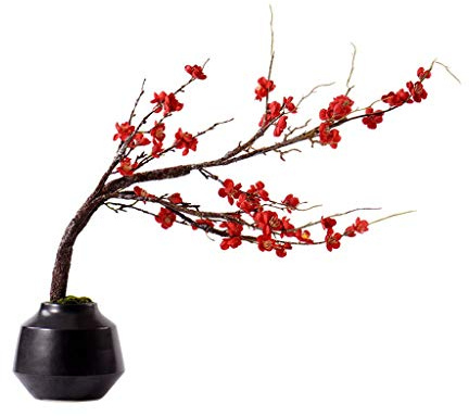 Konstgjord blomma Kinesisk Zen Simulering Blomkruka Plant, Villa Hotel Hem Konstgjord vax Plommon Krukad Keramik Bonsai Set, Konstgjord Bonsai Konstgjord växt Konstgjord blomma Faux Plants