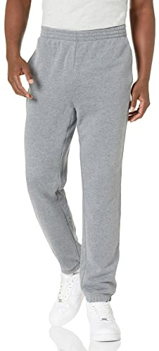 Amazon Essentials Men's Sweatpants i fleece med sluten botten (finns i Big & Tall), Grå ljung, S