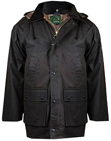 Fairy Trendz, giacca imbottita da uomo, in cera rustica, resistente alle intemperie, per caccia, pesca e passeggiate, Marrone, S