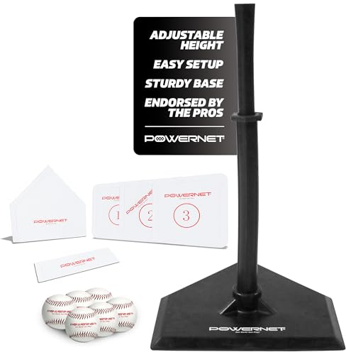 PowerNet T Ball Baseball Accessories for Coach, TBall Coaching Bundle, Tee Ball Set Includes 6 Soft Core Baseballs + Adjustable Batting Tee + 5 Throw Down Bases
