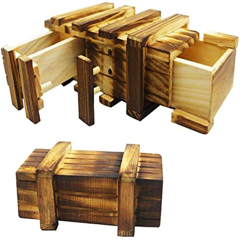 Osuter 2 Stück geheime Box aus Holz, geheimnisvolle Puzzlebox, Puzzle, Box mit Fächern aus Holz, für Kinder und Erwachsene