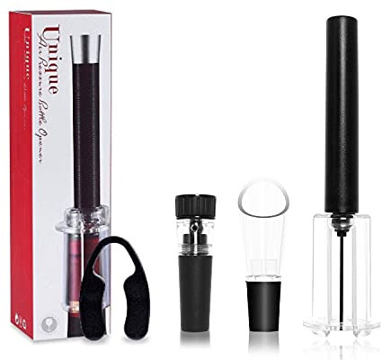 Iadong Wine Opener Set - Easy Open Fast Air Pressure Cork Remover with Pourer, Foil Cutter and Vacuum Stopper