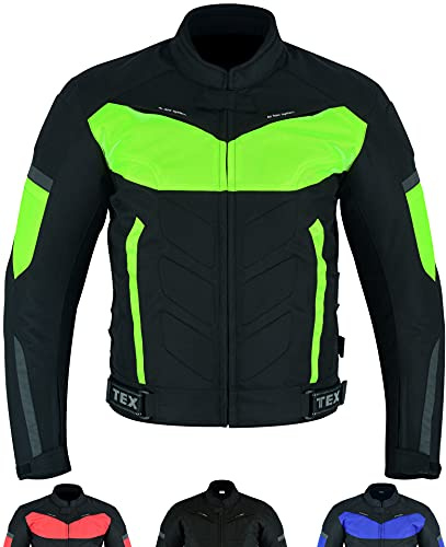 Texpeed Motorradjacke herren mit protektoren - Motorrad Biker Wasserdicht Jacke Mit Rüstung (EN 1621-1) Höhe Sichtbarkeit Gelb - XXL