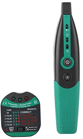 LetCart Testeur de Tension, MASTECH MS5902 Testeur de Prises de Courant 220V EU Plug, ABS Électrique Testeur Prise de Terre Disjoncteur Automatique Détecteur de Prise Fusible Finder