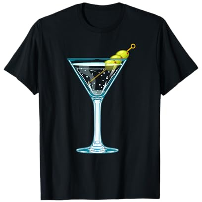 Martini Glass Green Olives Bartender Vodka Drink T-Shirt