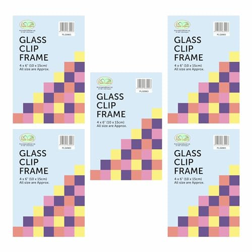 Clip Frame (Pack of 5) Picture Photo Frames 4 x 6 Frameless with Glass - For Home and Office Poster (4 X 6)