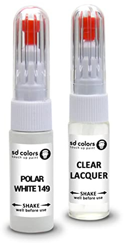 SD COLORS Polar White 149 Reparaturset für Mercedes Reparaturstift, 20 ML, Farbcode 149 Polarweiß (Lack + Lack)