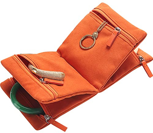 Kelendle Jewelry Organizer Bag with Zipper - Women Jewelry Organizer Foldable Jewelry Display Pouch Jewelry Storage Case for Necklaces Earrings Rings Bracelets Orange