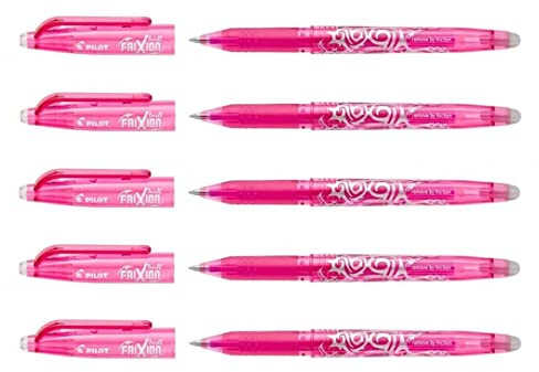 PILOT Frixion Ball Tintenroller, radierbar, feine Spitze, Rosa, 5 Stück