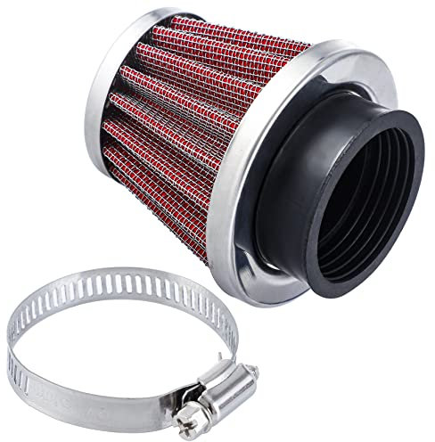 CarBole Filtro aria per moto,Filtro di aspirazione dell'aria multiapplicazione doppio strato in acciaio calibro 34/35/36mm per motocicletta/scooter/ATV/ciclomotore