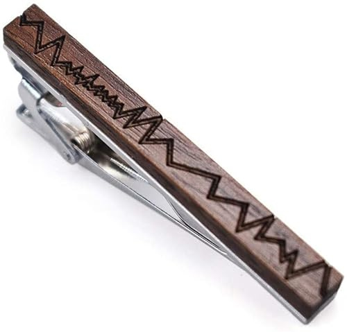 GIVBRO Herren Krawattennadel aus Holz, geometrische Muster, bedruckt, Krawattenklammer für Hochzeit, Party, Geschenke, Krawattenklammer