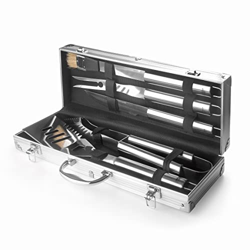 Lacor 60260 - Custodia per utensili barbecue, interno foderato, contiene 5 | Utensile professionale duraturo; progettato per prestazioni ottimali e una pulizia rapida in lavastoviglie