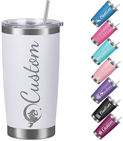 Westpearl Bouteilles d'eau personnalisées avec paille Bouteille d'eau de sport personnalisée en acier inoxydable avec nom gravé Bouteille d'eau isotherme à double paroi pour l'école et les sports
