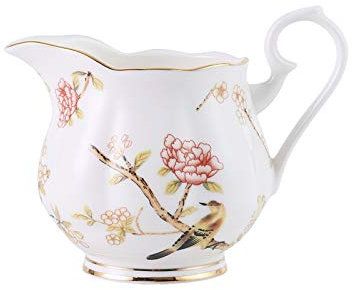 HEXEH Gravy boat Ceramic Coffee Milk Creamer Pitcher/Serving Pitcher/Sauce Pitcher/Milk Creamer Jug Suitable for Home Use Floral Pattern Decoration 280ml Salad dressing gravy boat (Size : Grey)