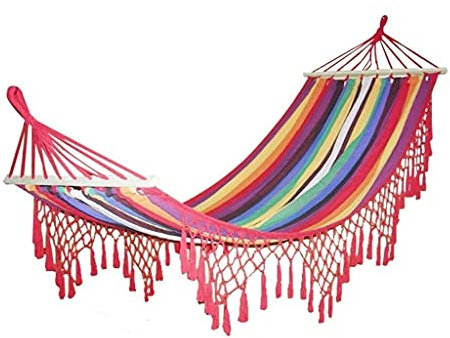 Hängemattenstuhl, Camping-Hängematte, Anti-Rollover Outdoor Indoor Verdickung Hängende Quaste Canvas Atmungsaktive Schaukel for Rucksacktouren Strandhängematte