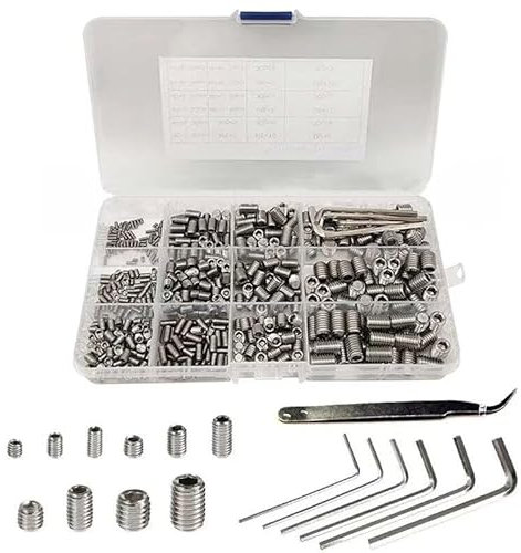 540 Stück/Set Edelstahl 304 Gewindestifte M2 M3 M4 M5 M6 M8 Innensechskant Gewindestifte Kit DIN913 Kopflose Schrauben Sortiment Kit