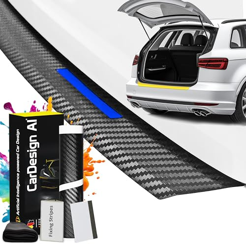 CarDesign AI Ladekantenschutz passend für VW Touran 2 (5T) 2015-2025 (5-Türer Minivan): Komplettset mit passgenauer Lackschutzfolie, Kratzschutz für Kofferraum/Stoßstange Auto (Carbon-Blau)