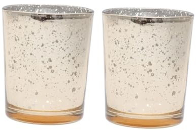 Teelichthalter aus Glas 2 Stück Gold für Duftkerzen Tischdeko