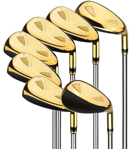DEMCAY Herren-Golf-Carbon-Schlägerset for Erwachsene, Anfänger-Golfschläger-Set, 7 Eisenschläger, Stahl-/Graphitschäfte mit Kopfkappen
