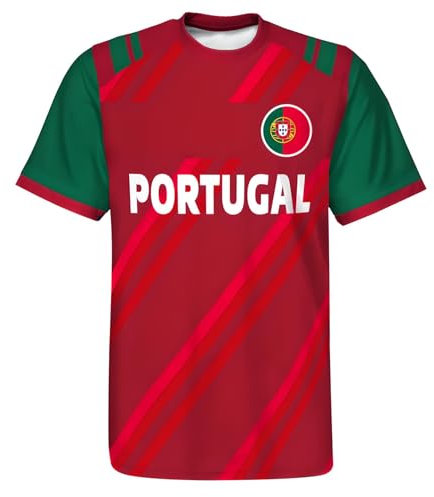 YuanDiann 2024 Europea/America Calcio Coppa Magliette Soccer Tifosi Fare Il Tifo Sport Casual Uomo Donna Stampa Manica Corta Girocollo Traspirante Asciugatura Veloce T Shirt Maglia Portogallo XS