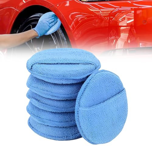 5 Pezzi Pad Applicatore Auto, Panno in Microfibra per Cera, Spugne per Lucidare Auto, Cura dell'auto Superiore con Spugna di Lavaggio Assorbente Lavaggio Auto con Spugna lucidante Riutilizzabile