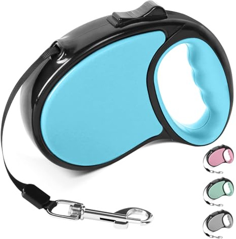 Retractable Dog Lead, 5m Long Extendable Dog Leash 360° Tangle-Free Harness Leashes with Non-Slip Handle and Quick Brake Button for Small and Medium Dogs (Blue,One Size)