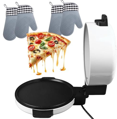 forplubossmmp Macchina per Pizza Antiaderente,Potenza di Riscaldamento 2000W,Forni Elettrici per Pizza con Spia Rossa E Temperatura Regolabile,Macchina per Pizza da Banco Commerciale,con 2 Guanti
