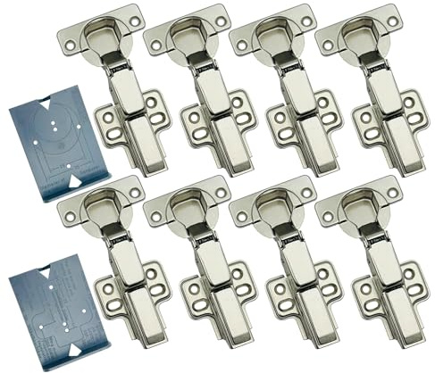GEFONG 105 Gradi Mezza Battuta Esterna Cerniere Idrauliche 35 mm con Ammortizzatore Soft Close Cerniera Silenziosa per Ante di Armadi e Mobiletti da Cucina Confezione da 8 Pezzi
