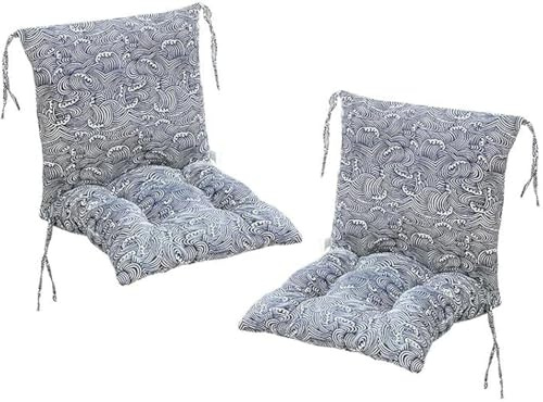 Juego de 2 cojines para silla de jardín con cojín de respaldo, cojines para sillas de exterior, cojines de silla de jardín, 40 x 80 x 7 cm, cojín de respaldo alto para exteriores e interiores