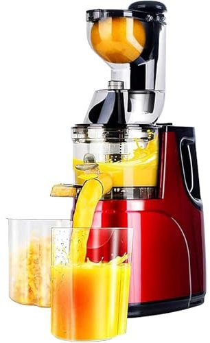HKFGSHOP Automatic Cold Press Juicer Machine, Fruit Raw Juice Machine, Powerful Masticating Juicer, 360 Degree Low Speed Spiral Extrusion for Juice Residue Separation, for Whole Fruit and Vegetable