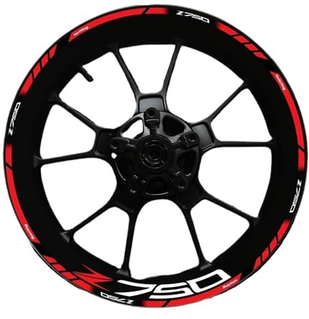 Adesivo per ruote di moto Per K&awasaki Z750 Adesivi Cerchioni 17 Pollici Moto Adesivi Impermeabili Con Adesivi riflettenti per ruote(Red 17)