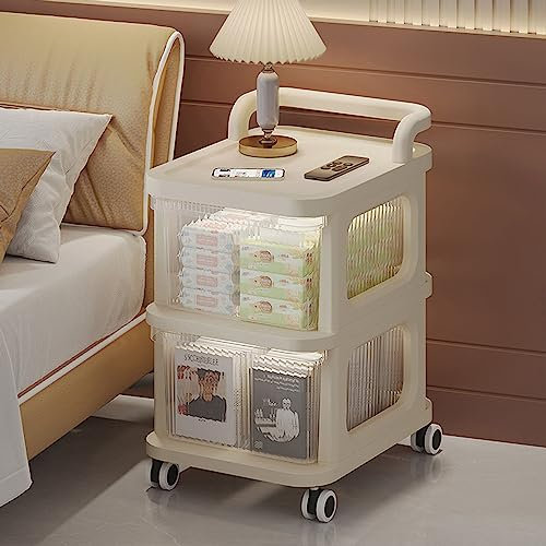 Deluxe Rollbarer Badezimmer-Bodenschrank mit feststellbaren Rädern, 5 Etagen, stapelbare Aufbewahrungsbox aus Metall mit Deckel, ideal für Büro, Wohnzimmer, kompakt und mobil