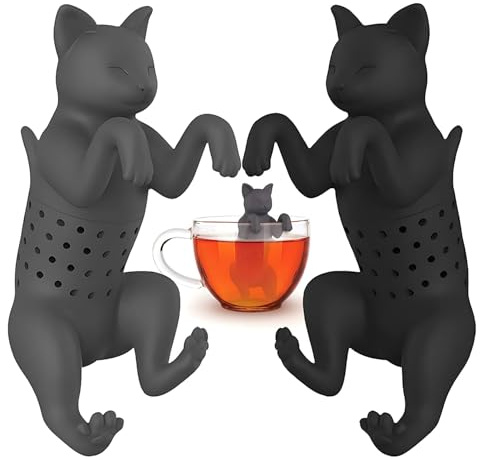 winmiya 2PCS Cat Tea Infuser Funny Tea Strainer for Cup – Cute Animal Loose Leaf Tea Filter Food Grade Silicone Tea Strainers for Loose Tea, Novelty Tea Accessories Gift