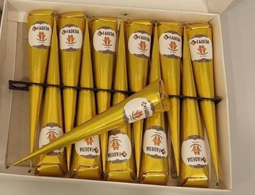 12 coni di henné FADEDA | 12 x 25 g pasta naturale | marrone naturale | 100% vegetale | pronto all'uso e senza PPD