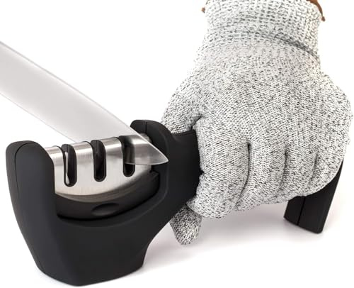 Knife Sharpener 3-Stage Knife Sharpener Helps Repair, Restore, Polish Blades for Quick Sharpening & Polishing(Black)