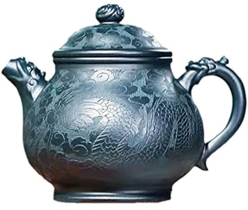 Set da tè Cinese Gongfu, teiere in Argilla Viola da 300 ml, intagliate a Mano con Motivo a Drago, Set da tè con bollitore, Collezione di Regali