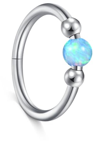 Briana Williams 18G Nasenring Hoop Segment Clicker Piercing Opal Edelstahl Klappbar Septum Helix Ring Lippenpiercing Nasenpiercing