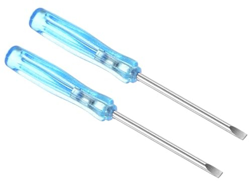 TOP-VIGOR Mini Slotted Screwdriver 2mm Flat Head 65mm Length 2pc | Small Precision Screwdrivers with Non-slip Handle for Electronics, Glasses, Watch, Computer and Small Appliance Repair
