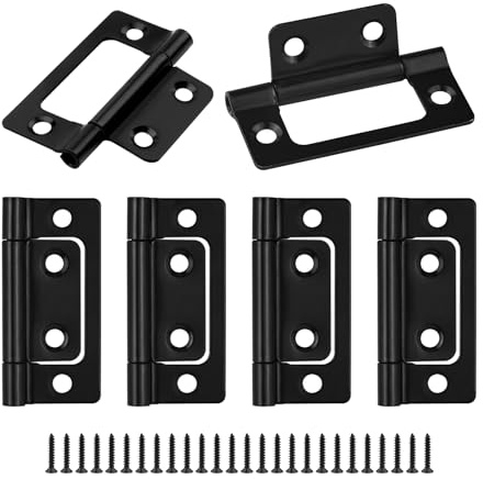 JJWNMLL Door Hinges 6pcs, Black Flush Hinges-51 * 25mm(2 inch), Flush Mount Hinges with Screws for Cabinet, Closet, Windows, Windows, Drawer, Boxe, Wardrobe