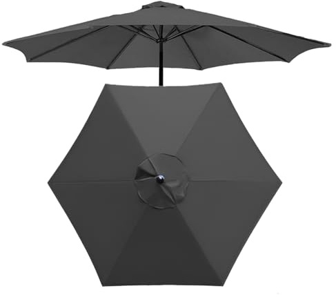 YySXIQ Patio Umbrella Canopy Replacement Cover for 6.5/8.2/8.8/9.8FT+6 Ribs Outdoor Round Market Parasol Canopy Top Sun Umbrella Replacement Cloth UV Protective and Water Resistant(Blac