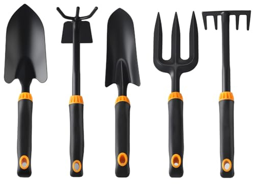 Pala da giardino, 5 pezzi cazzuole da giardino, set di attrezzi da giardinaggio, cazzuola a mano per giardinaggio, casa per cortile, paesaggistica, campeggio, trapianto, coltivazione, aiuola rialzata