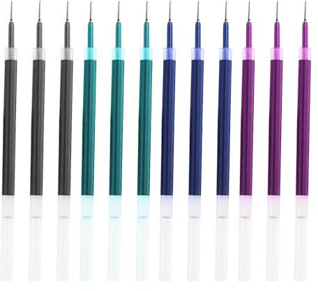 Lot de 12 mines de rechange 0,5mm，Cartouches pour stylos Legami effaçables, remplissage pour stylo Legami effaçable, facilement effaçables.