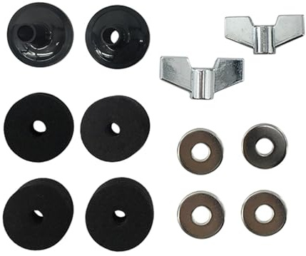 Beckenständer-Filze für Schlagzeug-Set mit Flügelmuttern, Durchmesser 4 cm, Schwarz, φ 3,8 x 2,6 cm, 14 Stück