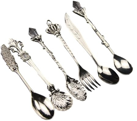 YiNLuax 6 Cucchiaini Stile Antico Zinco Agitatori per Bevande Antiruggine con Manico Ergonomico Accessori da Cucina Cocktail Ergonomici Cucchiai per Mescolare